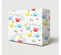 4 Sheets 4 Tags Graduation Multi Coloured Hats Congratulations Unisex Design Wrapping Paper Gift Wrap Colourful New Grad Graduate Congrats Giftwrap (PA)