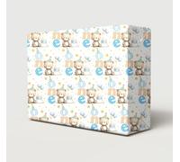 4 Sheets 4 Tags Happy 1st Birthday Boy Age 1 Cute Teddy Cake Balloons Wrapping Paper Age One Male Blue Giftwrap (PA)