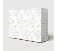 4 Sheets 4 Tags Happy 1st Mother's Day Multi Coloured Writing With Cute Doodles Background Design Wrapping Paper Cute And Fun Mummy Gift Wrap (PA)