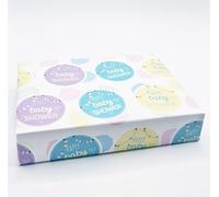 4 Sheets 4 Tags Happy Baby Shower Polka Dots Unisex Wrapping Paper Pink Blue Lilac Yellow Cute New Baby Arrival Gender Reveal Gift Wrap Boy or Girl (PA)