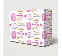 4 Sheets 4 Tags Happy Graduation Fun Design Female You Did It Congratulations Wrapping Paper Gift Wrap Paper Pink And White New Grad Graduate Congrats Giftwrap (PA)