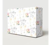 4 Sheets 4 Tags Wedding Day Mr & Mrs Wrapping Paper Beautiful Classy And Elegant Flowers Champagne Glasses Design Happy Special Couple Bride Groom Giftwrap