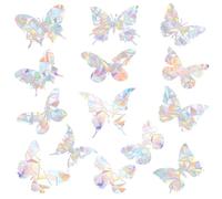 4 Sheets/56pcs Prism Butterfly Anti-Collision Window Bird Stickers, SunCatcher Rainbow Spaces Static Clings for Bird Strike Prevention