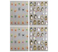 4 Sheets 5D Embossed Ghost & Spider Nail Stickers - Gothic Nail Decals | Self-Adhesive Gold Ghosts and Spiders Frames Easy-to-Apply Peel-and-Stick Halloween Nail Art Stickers Accessories for Women