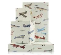 4 Sheets Airplanes Gift Wrapping Paper,Fighter Jet Military & Airplane Themed Wrapping Paper Folded Flat DIY Crafts Paper for Baby Shower, Men Birthday, Aviation Enthusiasts, Pilots,20 x 28 In