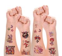 4 Sheets Amazing Circus Tattoos Stickers, 68Pcs Variety of Tiny Cartoon Waterproof Temporary Tattoos, Hand Neck and Wrist Art Fashion, Popular Anime Themes Decorations for Teens