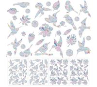 4 Sheets Anti Collision Window Clings, Rainbow Reflection Window Sticker to Prevent Bird Strikes Bird Alert Static Decals Window Strike Prevention Decals (Hummingbird)
