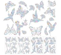 4 Sheets Anti Collision Window Clings, Rainbow Reflection Window Sticker to Prevent Bird Strikes Bird Alert Static Decals Window Strike Prevention Decals (Hummingbird 2, Butterfly 2)