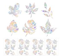 4 Sheets Anti Collision Window Clings, Window Decals to Prevent Bird Strikes Prism Pattern Window Stickers for Birds Alert Stickers to Protect Wild Birds Against Glass (Leaves)