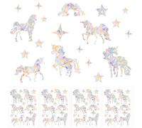 4 Sheets Anti Collision Window Clings, Window Decals to Prevent Bird Strikes Prism Pattern Window Stickers for Birds Alert Stickers to Protect Wild Birds Against Glass (Rainbow Horse)