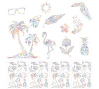 4 Sheets Anti Collision Window Clings, Window Decals to Prevent Bird Strikes Prism Pattern Window Stickers for Birds Alert Stickers to Protect Wild Birds Against Glass (Summer Style)