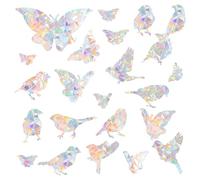 4 Sheets Anti-Collision Window Stickers, Window Decals to Prevent Bird Strikes Suncatchers Stickers Rainbow Window Cling for Glass Windows Window Strike Prevention(Butterfly + Bird Style)