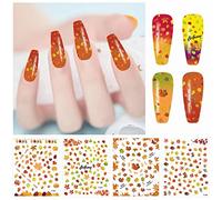 4 Sheets Autumn Nail Stickers Cute Maple Leaf Squirrel Nail Art Decals with Adhesive Back Fall Leaves Pattern DIY Nails Supplies Autumn Decoration