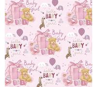 4 Sheets Baby Girl Shower Wrapping Paper, 70cm x 50cm New Born Gift Wrap Paper, Perfect for Easter Birthday Gifts Hello Baby