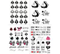 4 Sheets BBC Queen of Spades Temporary Tattoo Sticker Total 81(15X21cm) QOS Hardcore Words Phrases Temporary Tattoos
