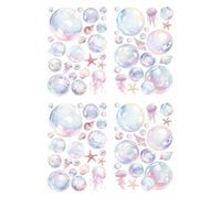 4 Sheets Bubble Wall Decals, Colorful Bubble Wall Cutouts Decal Ocean Decor Sticker Ideal Background Decorations for Bathroom Birthday Under The Sea Mermaid Theme Party(Style 1)