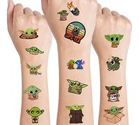4 Sheets Cute Baby Yoda Temporary Tattoos Kids Cartoon Birthday Party Supplie Party Favors Kawaii Fake Tattoos Party s School Rewards Gifts Water Bottle Decor Goodie Party Bag Fillers …