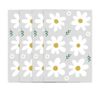 4 Sheets Daisy Flower Wheelie Bin Stickers, Self-Adhesive Waterproof Decorative Vinyl Stickers for Outdoor Dustbins, Garden Bins, Walls, Windows, Doors and Furniture,PVC Floral Decals