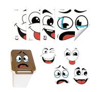 4 Sheets Funny Wheelie Bin Stickers, 20 x 20 cm Cartoon Face Stickers, Large, Waterproof, Cartoon Expressions, Self-Adhesive and Removable Decals, Eyes and Mouth, for Fridge, Toilet