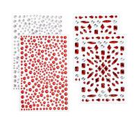 4 Sheets Halloween Rhinestone Face Stickers Vampire Cosplay Face Jewels Blood Makeup Gems Acrylic Self Adhesive Gem Stickers Crystal Body Tattoos Diamond Eye Sticker for Rave