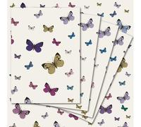 4 Sheets of Butterfly Wrapping Paper - Butterflies Gift Wrap and Tags - 70x50cm - Birthday, Mother's Day or Any Occasion - Recyclable and Eco Friendly