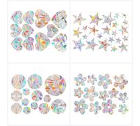 4 Sheets Rainbow Window Clings Stickers - Sun Catcher Stickers for Glass,Reusable & Vibrant Home Decorative Clings -Shape Series