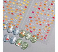 4 Sheets Red Fish Nail Art Stickers, 5D Embossed Jelly Bubble Goldfish Nail Decals Self Adhesive Koi Fish Design Manicure Sticker for Women Girls Summe Nail Accessories