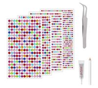 4 Sheets Rhinestone Stickers, 1792 Pcs Self Adhesive Rhinestones Crystal Gem Stickers with 1 Tweezers Glue Pen, 3/4/5/6 mm Rhinestones for Clothes Makeup DIY Nail Crafts (Multicolor)