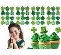 4 Sheets St Patricks Day Stickers Large Shamrock Temporary St Patricks Day Shamrock Stickers Fake Tattoos Face stickers for Adults st. patricks day Accessories Decorations Party Supplies