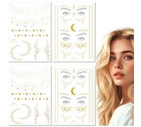 4 Sheets Waterproof Gold Stamping Face Stickers Temporary Tattoo European And American Fashion Personality Freckles Scar Cover Stickers