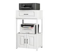 4-Shelf Mobile File Cabinet with Drawer, Retro European Style Printer Stand on Wheels for Letter/A4 Size, Open Storage nizer for Home Office