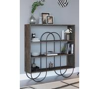 4 Shelf Modern Dark Oak Shelving Display Unit Metal Frame FWStyle Brown One Size