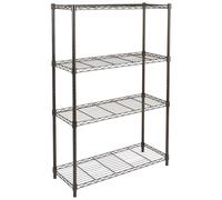 Amazon Basics 4-Shelf Storage Unit With Height Adjustable Shelves and Levelling Feet, 640 kg Max Weight, Black, 35.6 cm D x 91.4 cm W x 137.1 cm H