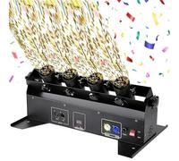4 Shot Electric Confetti Machine with Remote and DMX512 Control, 4 to 8 m Confetti Cannon for DJ, Wedding, Party and Stage Show