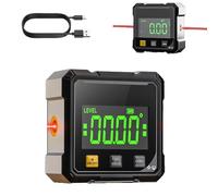 4-Side Magnetic Digital Angle Gauge, Backlit LCD Inclinometer Protractor with USB Charging, Precision Angle Finder Tool for Woodworking, Table Saw & Construction (Four Sided Magnet)