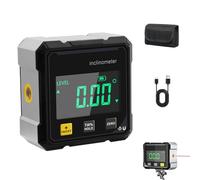 4-Side Magnetic Digital Angle Gauge, Digital Angle Finder with Electronic, Dual Mode Precision Measurement, Dual Guide A Level, Ideal for Construction, Carpentry, DIY Projects(Black)