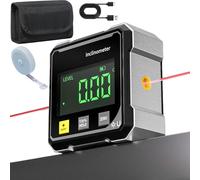 4-Side Magnetic Digital Angle Gauge with Laser, Rechargeable Digital Angle Finder, Cube Inclinometer with LCD Display, Digital Level with Slope Percentage, Woodworking Measuring Tool (1Pcs)