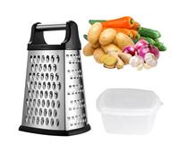 4-Sided Cheese Grater, Hand held Vegetable Slicer for Kitchen, Stainless Steel Box Grater with Detachable Storage Container, Slicer Food Shredder 4-Sided Zester for Fruit Vegetables Cheese