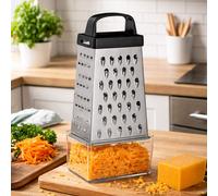 4 Sided Grater with Collection Compartment | Silver Kitchenware