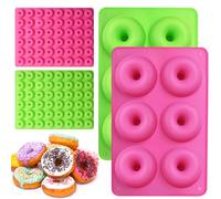 4 Silicone Donut Molds, Doughnut Baking Pan, 6-Cavity Round Mold and 48-Cavity Mini Muffin Tray Silicone, Nonstick Food Grade Mold Suitable for Chocolate, Confectionery, Ice, Cakes, Biscuits
