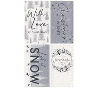 4 Silver Christmas Money Wallets with Envelopes - Pack of 4 Festive Gift Card Holders - Sl legant Designs - Holds Cash, Vouchers or Gift Cards - 16 x 9cm - Includes Envelopes