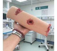 4 Simulated Wounds Bleed Control Trainer, Reusable First Aid Suture Trainer, Lower Leg Wound Model, Wound Packing Trainer, Broken Limb Bandaging and Hemostasis Model, for Teaching and Training