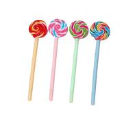 4-Simulation Lollipop Modeling Gel Pen Black Writing Creative Stationery-Carbon Black