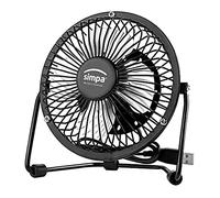 4" Single Speed Black Portable USB Desk Fan, Tilt Adjustable Head, Quiet 2.5W Operation with 1.2m Cord Length - Suitable for Home or Office Use.