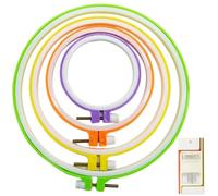 4 Sizes Colorful Round Embroidery Hoop Set,Cross Stitch Frame, Plastic Circle Cross Stitch Hoop Rings for DIY Craft Sewing,Including 16pcs Gold Eye Sewing Needles,Embroidery Hoop(Random Color)