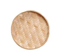 4 Sizes Hand-woven Bamboo Sieve Hand-painted Bamboo Raft Round Dustpan DIY Decorative Fruit Bread Basket for Bedroom & Home Office(36cm)