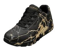 Skechers Uno Duraleather Marble Printed Trainer, Black, Size 4, Women Black