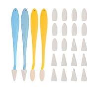 4 Sketch Eraser Pens with 20 Sponge Heads, A Sketch Trimmer, A Trimmer Eraser Sponge, Sketch Drawing Tools, and a Set of Sketch Rain Brushes with Sponge Heads (in Yellow and Blue).
