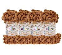 4 skn/Ball Alize Puffy Baby Big Loop Blanket Yarn 100% Micropolyester Soft Yarn 400gr 39.3 yds (179-Camel)