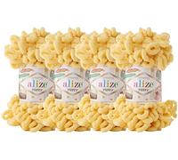 4 skn/Ball Alize Puffy Baby Big Loop Blanket Yarn 100% Micropolyester Soft Yarn 400gr 39.3 yds (509-Lemonade)